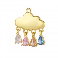 Pendentifs en laiton zircon cubique (CZ), avec zircon cubique, Nuage, Plaqué d'or 18K, DIY, multicolore Vendu par PC