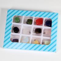 Gemstone Decoration, Natural Stone, with paper box, 12 pieces & DIY, mixed colors 