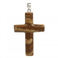 Gemstone Jewelry Pendant, Natural Stone, Cross, DIY, mixed colors 