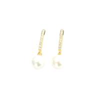 Boucle d'oreille goutte argent sterling, Argent sterling 925, avec Shell Pearl, bijoux de mode & normes différentes pour le choix & pavé de micro zircon & pour femme, Vendu par paire