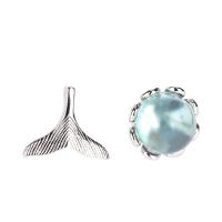 Argent sterling 925 Boucles d’oreilles asymétriques stud, avec chalumeau, bijoux de mode & pour femme, Vendu par paire