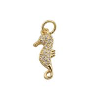 Cubic Zirconia Micro Pave Brass Pendant, Seahorse, gold color plated, fashion jewelry & Unisex & micro pave cubic zirconia, golden Approx 3.5mm 