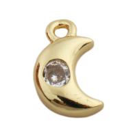 Cubique Pendentif en laiton zircon pavent, lune, Placage de couleur d'or, bijoux de mode & pavé de micro zircon & pour femme, doré Environ 1.5mm, Vendu par PC