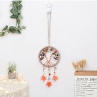 Mode Dreamcatcher, Gravier naturel, avec cordon en cuir & laiton & fer, arbre, fait à la main, pour la maison et le bureau, couleurs mélangées, 270mm, Vendu par PC