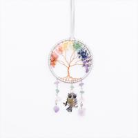 Mode Dreamcatcher, Gravier naturel, avec laiton & fer, arbre, fait à la main, pour la maison et le bureau, multicolore, 350mm, Vendu par PC