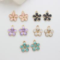 Zinc Alloy Enamel Pendants, Flower, gold color plated, DIY 