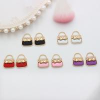 Zinc Alloy Enamel Pendants, with Plastic Pearl, Handbag, gold color plated, DIY 