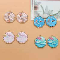 Zinc Alloy Enamel Pendants, gold color plated, DIY 