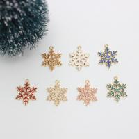 Zinc Alloy Enamel Pendants, Snowflake, gold color plated, DIY 