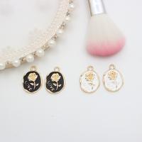 Zinc Alloy Enamel Pendants, Rose, gold color plated, DIY 