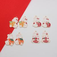 Zinc Alloy Enamel Pendants, Rabbit, gold color plated, DIY 