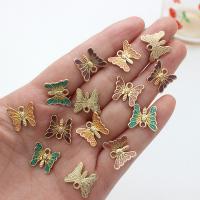 Zinc Alloy Enamel Pendants, Butterfly, gold color plated, DIY 