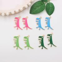 Zinc Alloy Enamel Pendants, Dinosaur, gold color plated, DIY 