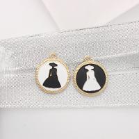 Zinc Alloy Enamel Pendants, Round, gold color plated, DIY 