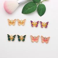 Zinc Alloy Enamel Pendants, Butterfly, gold color plated, DIY 