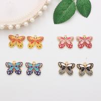 Zinc Alloy Enamel Pendants, Butterfly, gold color plated, DIY 