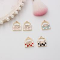 Zinc Alloy Enamel Pendants, Handbag, gold color plated, DIY & with rhinestone 