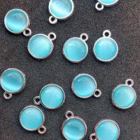 Gemstone Zinc Alloy Pendants, with Zinc Alloy, Round, DIY 10mm, Approx 