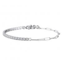 Cubic Zirconia Micro Pave Sterling Silver Bracelet, 925 Sterling Silver, plated & micro pave cubic zirconia & for woman 