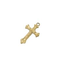 Stainless Steel Cross Pendants, 304 Stainless Steel, 18K gold plated, DIY, golden 