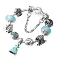 Europa gemischt Kristall Armbänder, Zinklegierung, mit Lampwork, silberfarben plattiert, Modeschmuck & unterschiedliche Länge der Wahl & für Frau & glänzend & Emaille & mit Strass, gemischte Farben, verkauft von PC