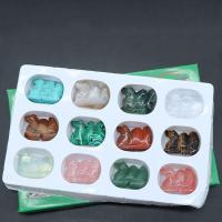 Gemstone Decoration, with paper box & Plastic, Carved, for home and office & mixed, mixed colors 