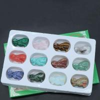 Gemstone Decoration, with paper box & Plastic, Carved, for home and office & mixed, mixed colors 