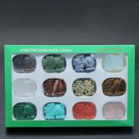 Gemstone Decoration, with paper box & Plastic, Carved, for home and office & mixed, mixed colors 