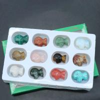 Gemstone Decoration, with paper box & Plastic, Carved, for home and office & mixed, mixed colors 