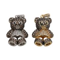 Cubic Zirconia Micro Pave Brass Pendant, Bear, fashion jewelry & Unisex & micro pave cubic zirconia Approx 2.5*4mm [