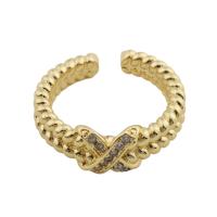 Cubic Zirconia Micro Pave Brass Finger Ring, gold color plated, fashion jewelry & Unisex & micro pave cubic zirconia, golden, inner diameter 18mm 