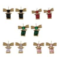 Cubic Zirconia Micro Pave Brass Earring, fashion jewelry & micro pave cubic zirconia & for woman 