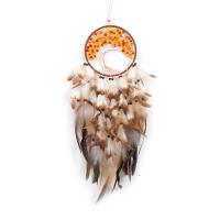 Mode Dreamcatcher, plume, avec Fil de coton & cordon en cuir & plastique & fer, arbre, fait à la main, pour la maison et le bureau, couleurs mélangées, 680mm, Vendu par PC