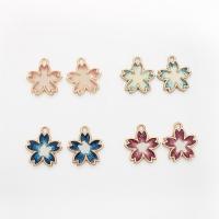 Zinc Alloy Enamel Pendants, Flower, gold color plated, DIY 