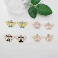 Zinc Alloy Enamel Pendants, Butterfly, gold color plated, DIY 