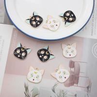 Zinc Alloy Enamel Pendants, Cat, gold color plated, DIY 