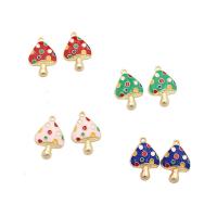 Zinc Alloy Enamel Pendants, mushroom, gold color plated, DIY 