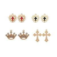 Zinc Alloy Enamel Pendants, with Plastic Pearl, gold color plated, DIY & with rhinestone 