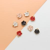 Zinc Alloy Enamel Pendants, Flower, gold color plated, DIY & with rhinestone 