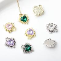 Cubic Zirconia (CZ) Zinc Alloy Pendants, Heart, painted, DIY & micro pave cubic zirconia [