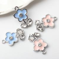 Zinc Alloy Enamel Pendants, Flower, plated, DIY & micro pave cubic zirconia 