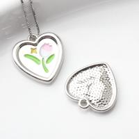 Zinc Alloy Enamel Pendants, Heart, plated, DIY, silver color 