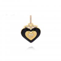 Cubic Zirconia Micro Pave Brass Pendant, Heart, plated, DIY & micro pave cubic zirconia & enamel, golden 