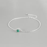 Мода ювелирные изделия anklet, 925 пробы, с 1.18inch наполнитель цепи, Другое покрытие, ювелирные изделия моды & инкрустированное микро кубического циркония & Женский, Много цветов для выбора, длина:Приблизительно 8.26 дюймовый, продается PC