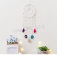 Mode Dreamcatcher, cordon en cuir, avec Agate & fer, lune, fait à la main, pour la maison et le bureau, couleurs mélangées, 600mm, Vendu par PC