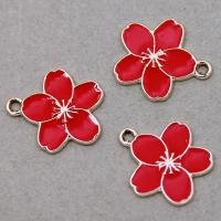 Zinc Alloy Enamel Pendants, Flower, gold color plated, DIY Approx 