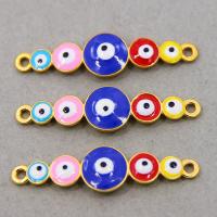 Evil Eye Jewelry Connector, Zinc Alloy, gold color plated, DIY & enamel & 1/1 loop, mixed colors Approx 