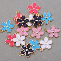 Zinc Alloy Enamel Pendants, Flower, gold color plated, DIY Approx 