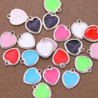 Zinc Alloy Enamel Pendants, Heart, gold color plated, DIY, mixed colors Approx 