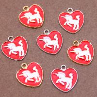 Zinc Alloy Enamel Pendants, Heart, plated, DIY Approx 